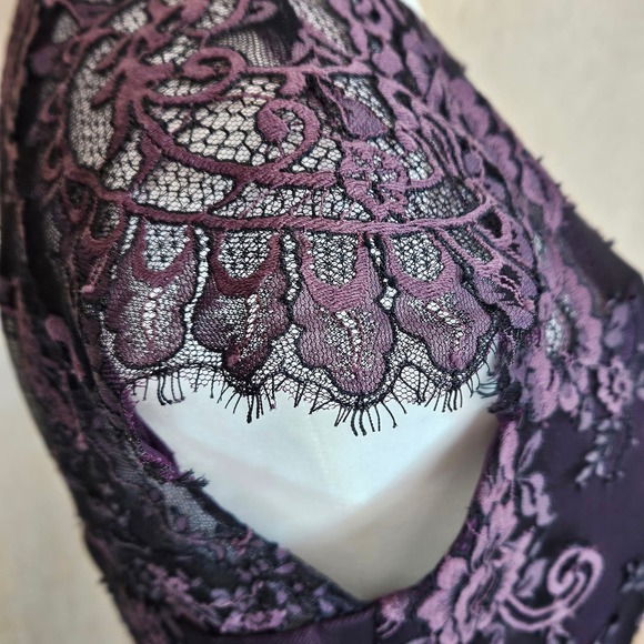 JASMINE Black Label Purple Floral Lace Sheath Dress Size 4 - Picture 6 of 15